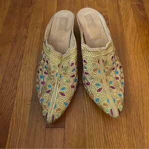 Moroccan Embroidered ‘Babouche’ Slip-On Mules